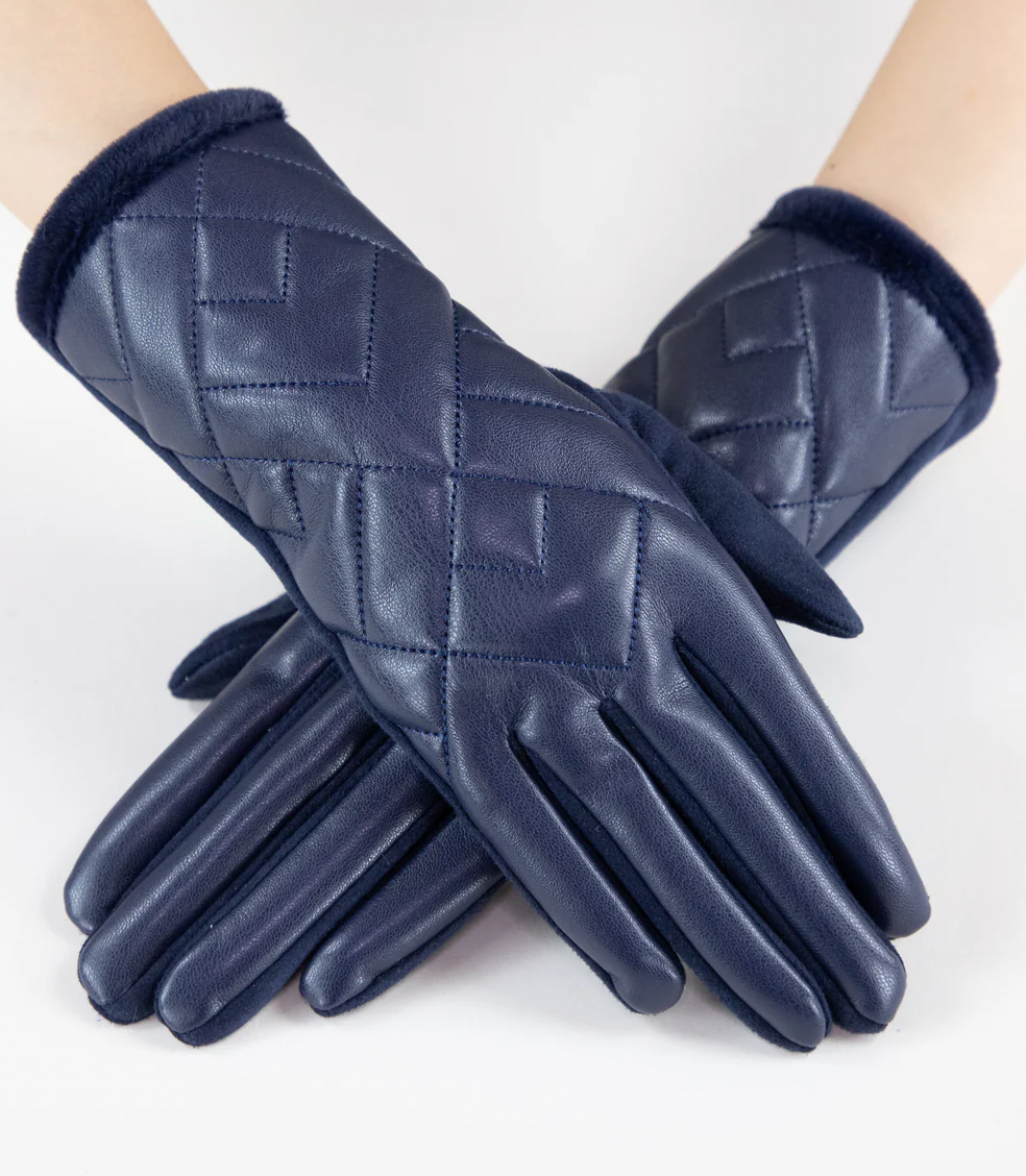 Quilted Faux Leather Gloves
