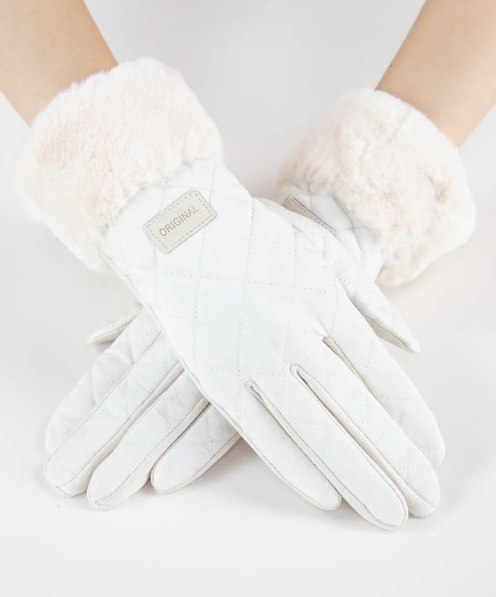 Quilted Faur Fur Gloves