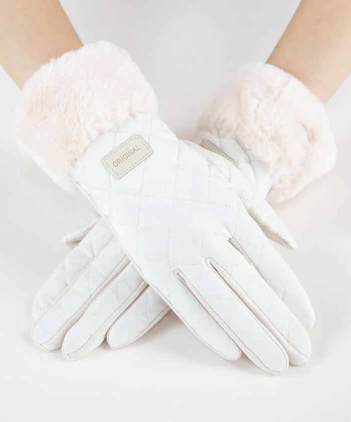 Quilted Faur Fur Gloves