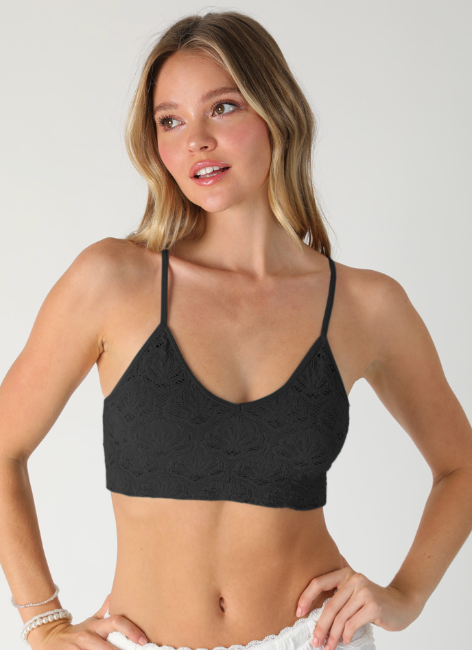 Textured Lace Triangle Cut-Out Bralette