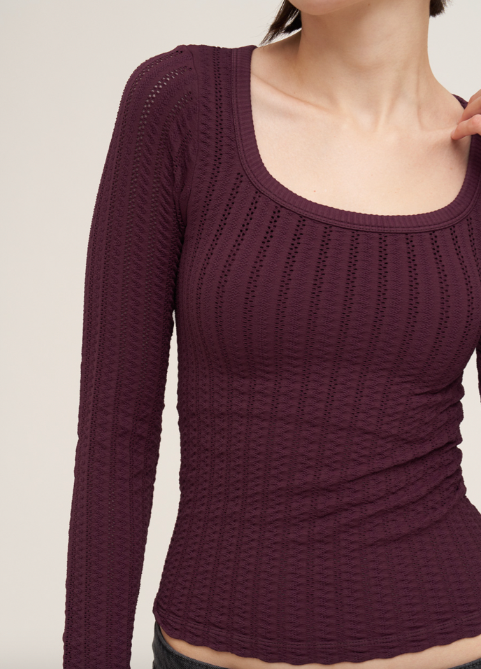 Pointelle Long Sleeve Top
