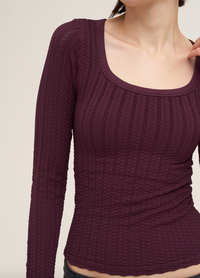 Pointelle Long Sleeve Top