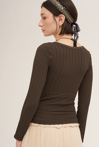Pointelle Long Sleeve Top