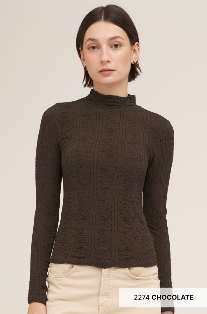 Pointelle Mockneck Top