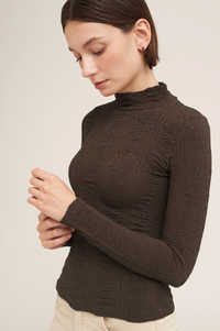 Pointelle Mockneck Top